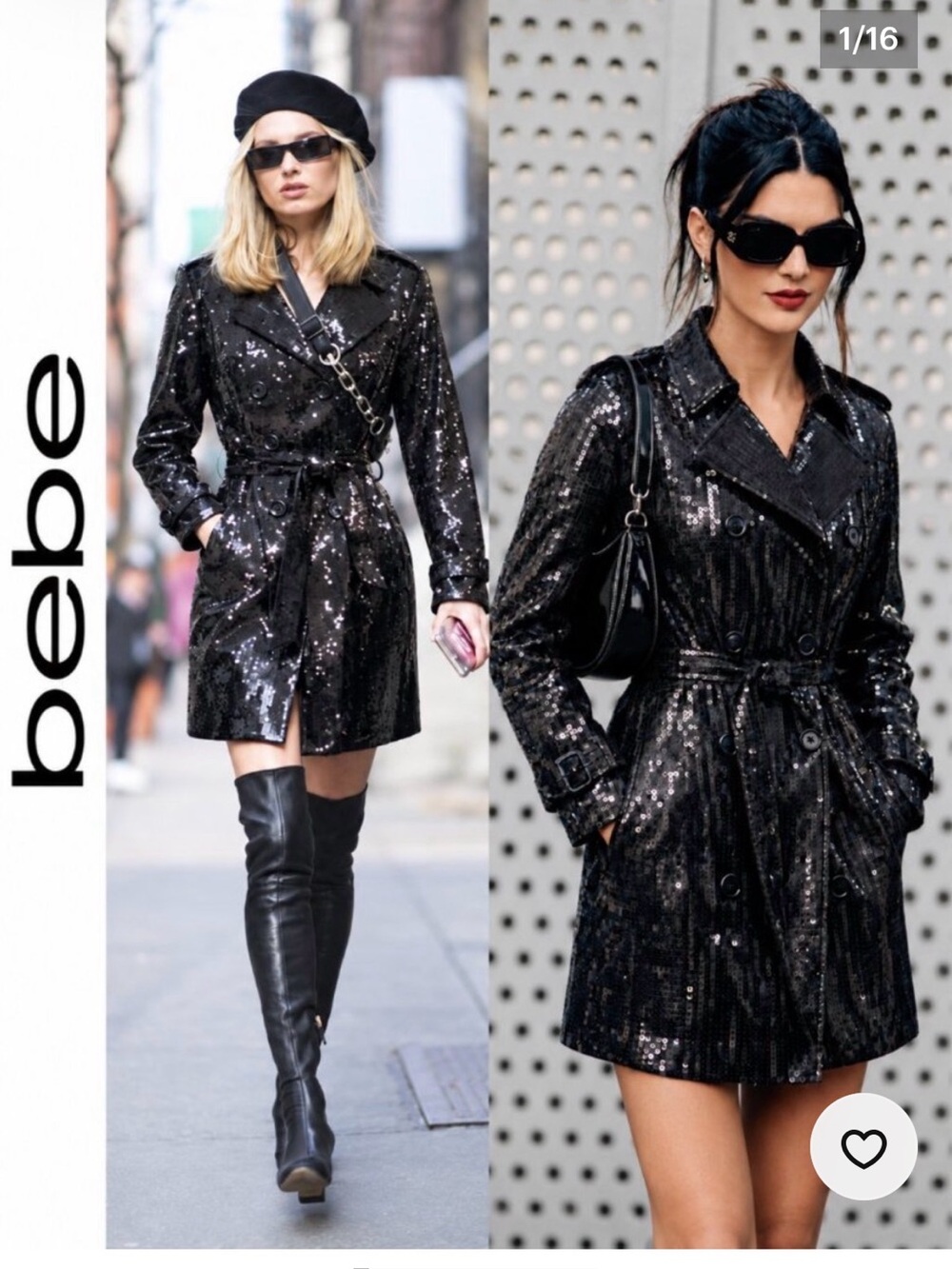 bebe Black Sequin Trench Mini Dress y2k vintage